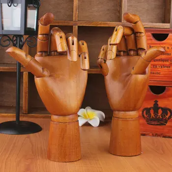 1 чифт гъвкави стави дървени ръцете на манекена, подпори за показване на бижута, Мъжки ръце