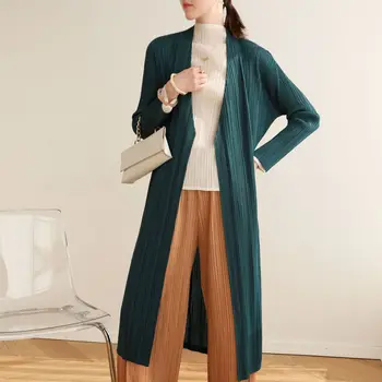 2021 есен нова по-дълга козина miyake нагънат модерни панталони на тънки основни якета-windbreakers за жени