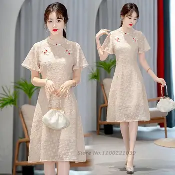 2022 винтажное източно китайското рокля ципао чонсам свързани с цветен модел, елегантна вечерна рокля ципао, уважаеми вечерна рокля източна момичета