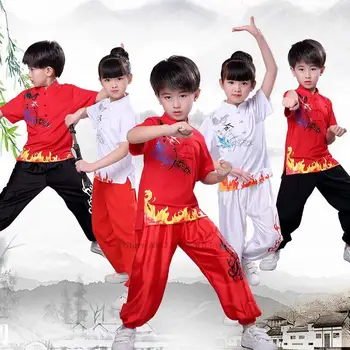 2022 традиционни китайски костюми ушу за момчета и момичета, детски форма на тай-чи, кунг-фу, къси костюми с дълги ръкави, облекла за бойни изкуства