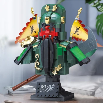 DECOOL трите царства на Генерал Куан Ю Каска Бюст Тухли Фигурки на Войници Модел градивните елементи на Играчки За Коледни Подаръци за Деца