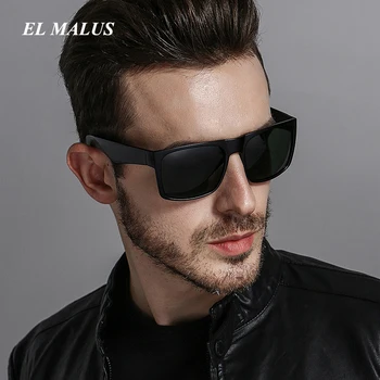 [EL MALUS] Ретро Поляризирани Големи Слънчеви очила за Мъже В Квадратни Рамки и Сини лещи Извънгабаритни Класически Мъжки Слънчеви Очила за Нощно Виждане Oculos