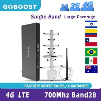 GOBOOST Усилвател на клетъчна връзка 3G и 4G Ретранслатор FDD Band28 700 Mhz LCD дисплей Усилвател на сигнала 4G LTE Телефон Мрежова Антена Пълен Комплект