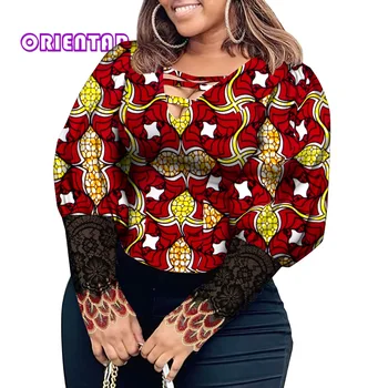 Ежедневни Африканска блуза за Жени с Принтом, Риза с дълъг Ръкав-Фенерчета, Блузи, Ризи Дашики, Африканска Дамска Блуза WY9506
