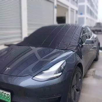 За Tesla Model3 Y Предното Стъкло На Колата Има Снежна Покривка През Зимата Зимно Облекло Модифицирана Плат Оксфорд Автомобилни Аксесоари