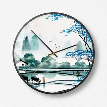 Китайска живопис туш За Метал Стенни Часовници Duvar Saati Relogio De Parede Часовници Morden Horloge murale За Декориране на Дневната