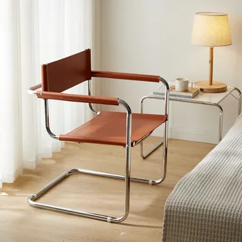 Модерен стол от неръждаема стомана, Офис стол, Семеен Стол за Хранене, Стол, Кожен Стол, Интернет - червен стол
