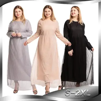 Модни фалшиви мюсюлмански халати от две части syari абая жените по цялата дължина с вълнообразни точка на големия размер на ислямската мюсюлманска абая wq1876