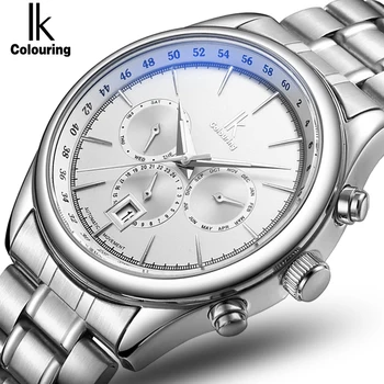 Нова Луксозна марка ИК Coloring Автоматични Механични Мъжки часовник Водоустойчив Многофункционален часовник с пълна Циферблат от неръждаема стомана 98229