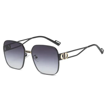 Ретро Метални градиентные слънчеви очила в квадратна рамка, Дамски/Мъжки маркови дизайнерски реколта големи черни сенки, слънчеви очила Oculos De Sol