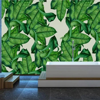Стенни Рисувани Тапети 3D Фото Тапет Спалня Хол Хотел Зелен Лист 3D Рисувани Стенни Тапети Ретро Декоративен Работна Маса
